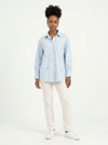 Lemon Embroidered Blouse - Blue - Full body studio shot on white background