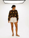 Lemon Knit Sweater - Brown - Full body studio shot on white background