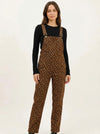 Overalls Flowers - Brown - Full body studio shot on white background