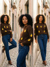 Lemon Knit Sweater - Brown - Lifestyle editorial shot
