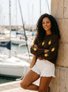 Lemon Knit Sweater - Brown - Lifestyle editorial shot