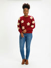 Sweater Daisys - Burgundy - Full body studio shot on white background