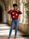 Sweater Daisys - Burgundy - Lifestyle editorial shot