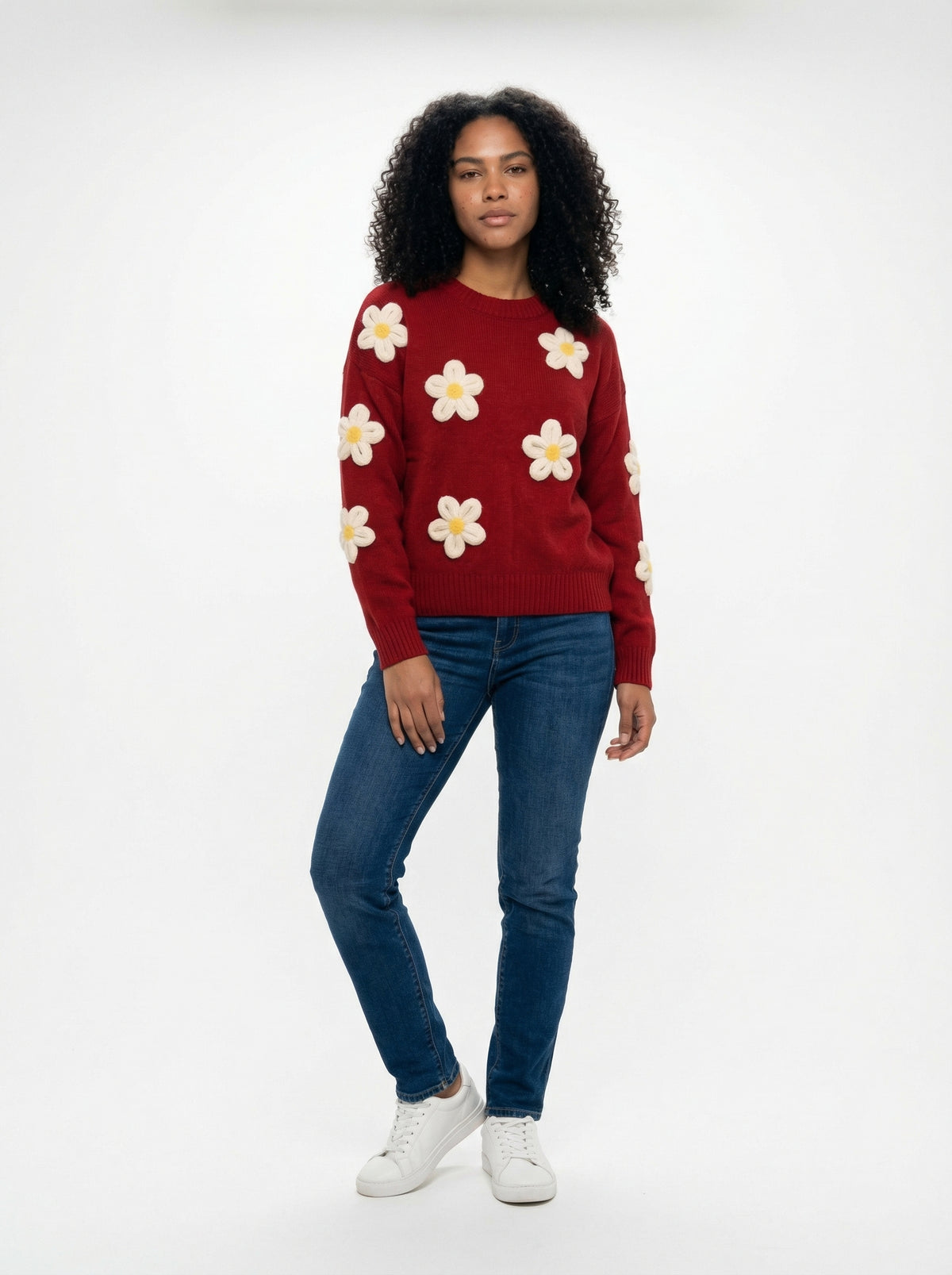 Sweater Daisys - Butter Yellow - Full body studio shot on white background