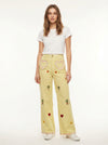 Vichy Embroidered Heart Pocket Pants - Checkered - Full body studio shot on white background