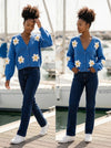 Cardigan Daisys - Cobalt Blue - Lifestyle editorial shot