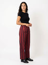 Bold Striped Wide-Leg Pants - Crimson Red - Full body studio shot on white background