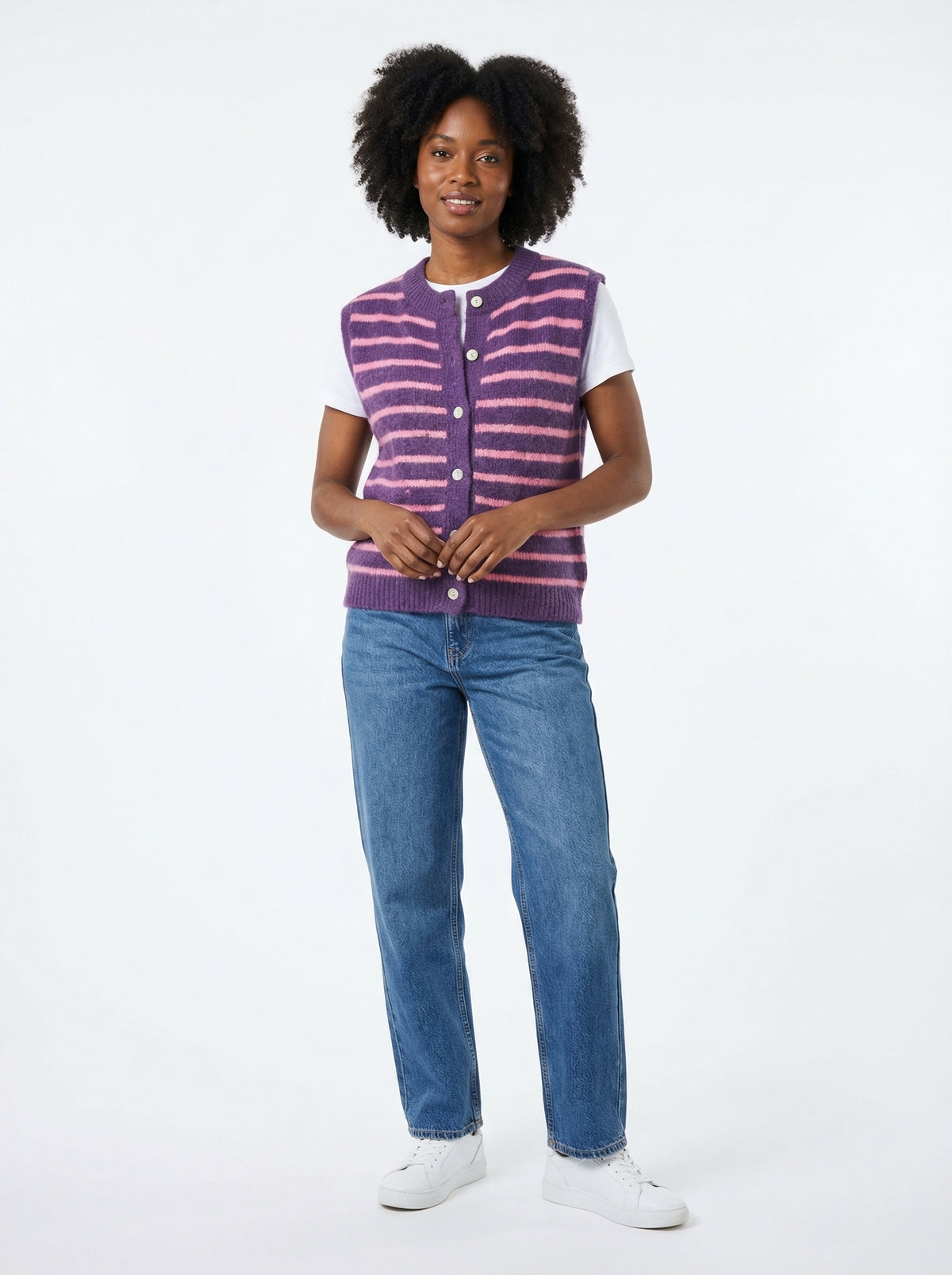 Striped Knit Vest - Default - Diversity model shot