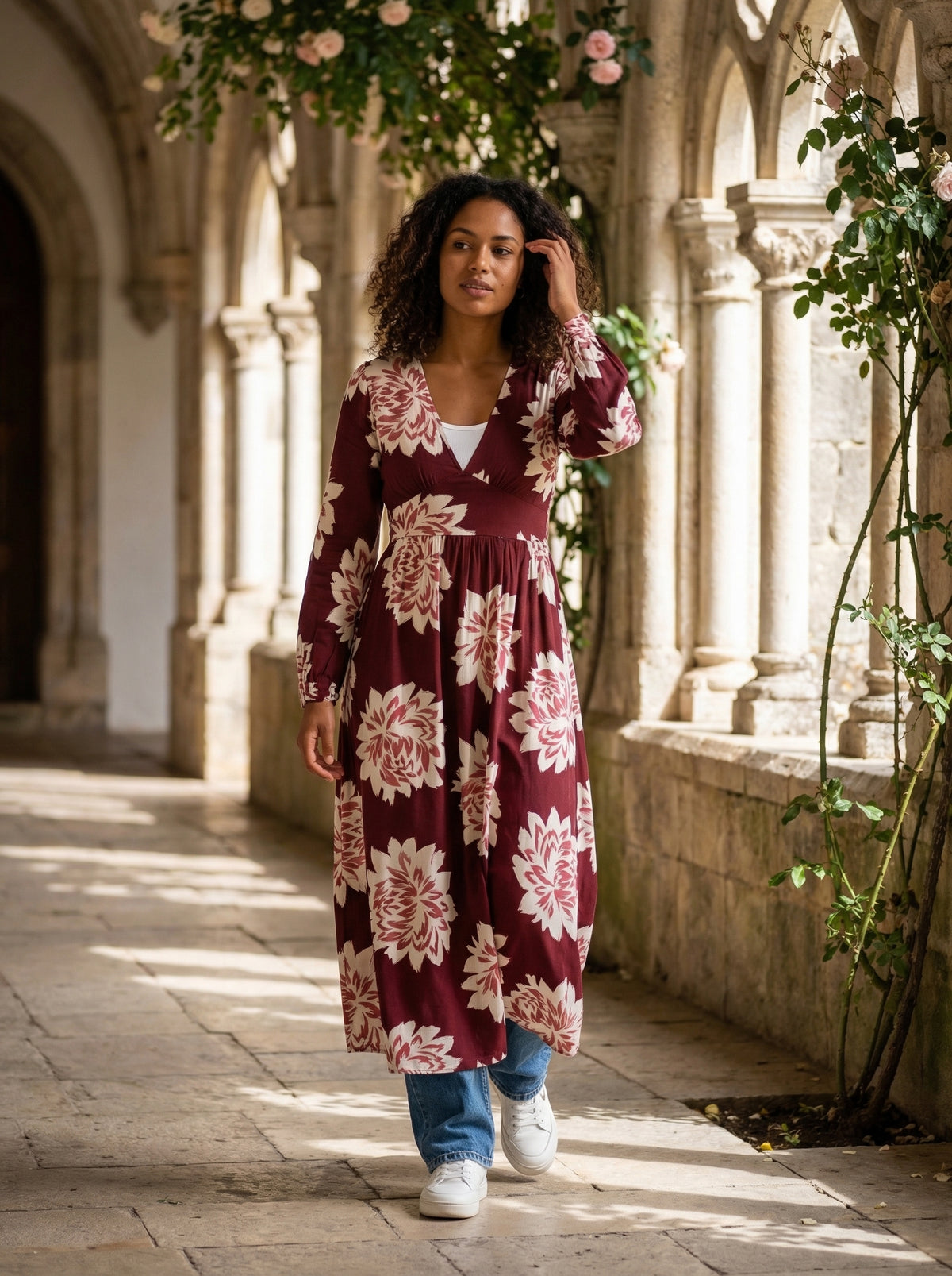 Cherie Floral Midi Dress - Default - Diversity model shot