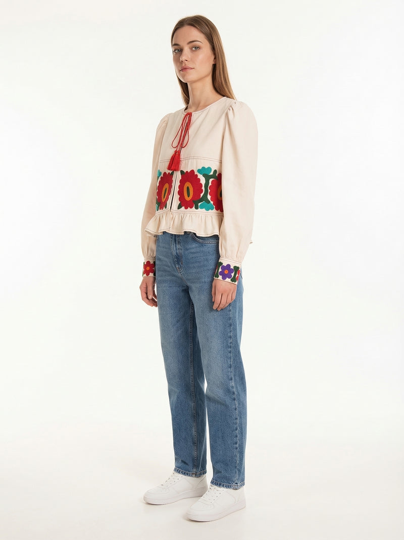 Embroidered Bolero Jacket - Default - Full body studio shot on white background