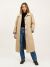 Gingham Lined Trench Coat - Default - Full body studio shot on white background