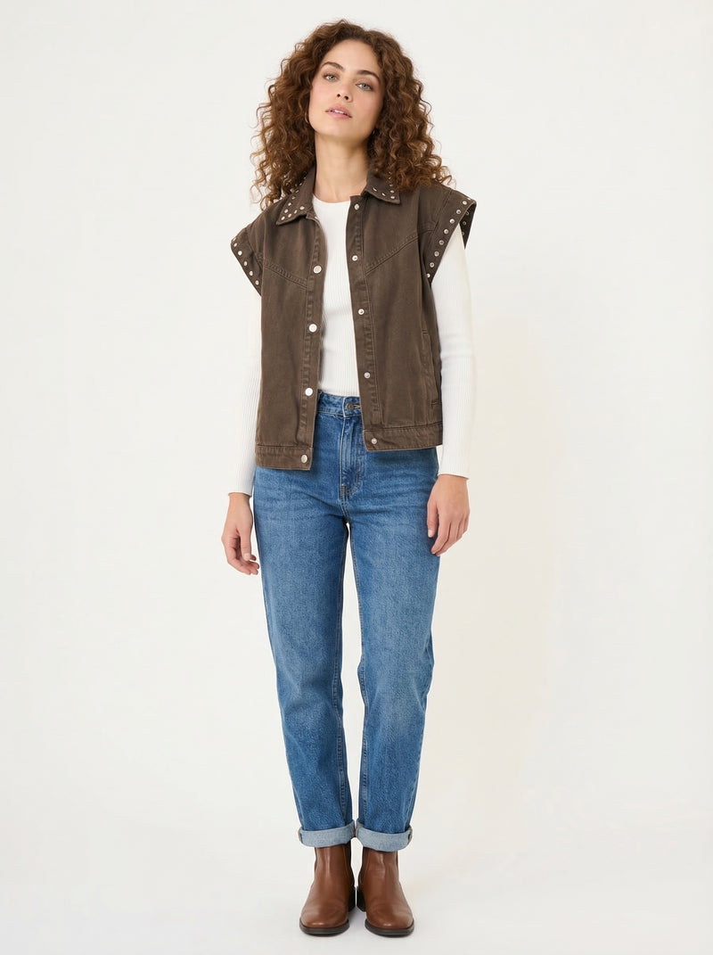 Studded Vest - Default - Full body studio shot on white background