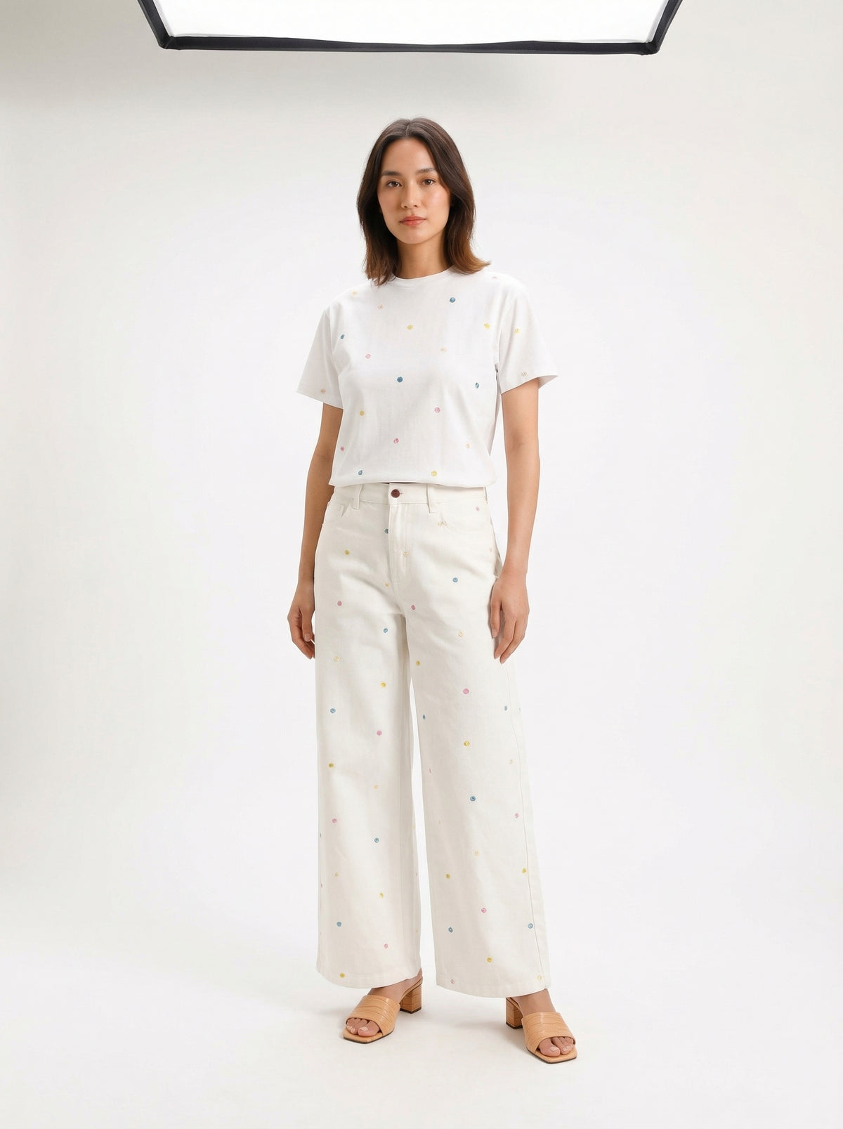 Pants Floral Embroidery - Default - Full body studio shot on white background