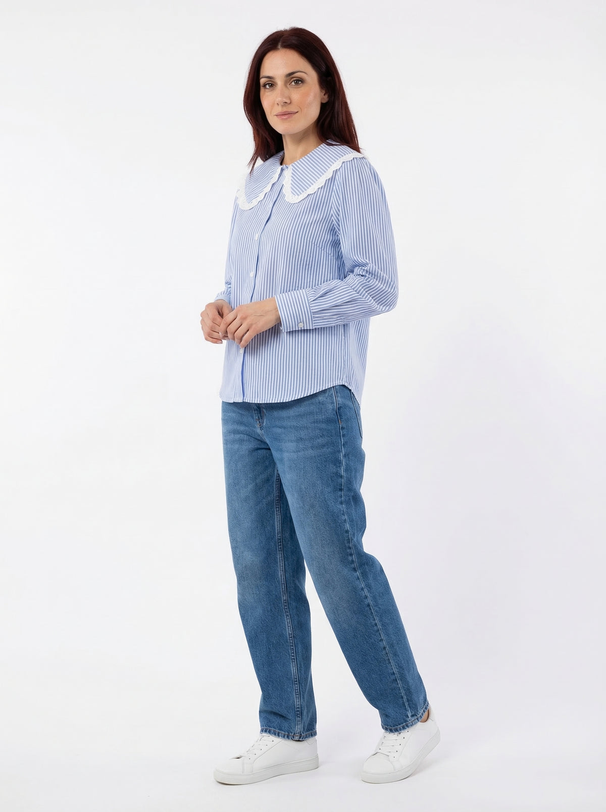 Striped Pilar Blouse - Default - Full body studio shot on white background