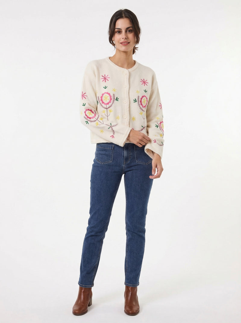 Embroidered Princess Cardigan - Default - Full body studio shot on white background