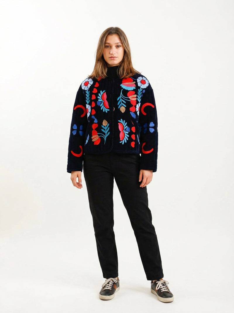 Embroidered Quilted Jacket Anna - Default - Full body studio shot on white background