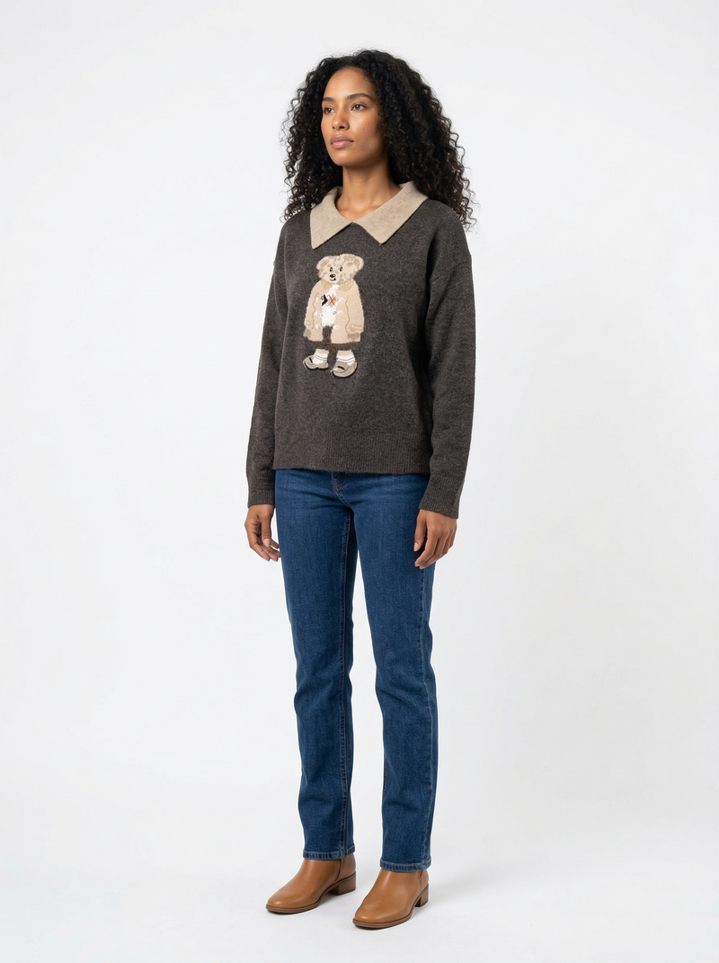 Teddy Bear Sweater - Default - Full body studio shot on white background