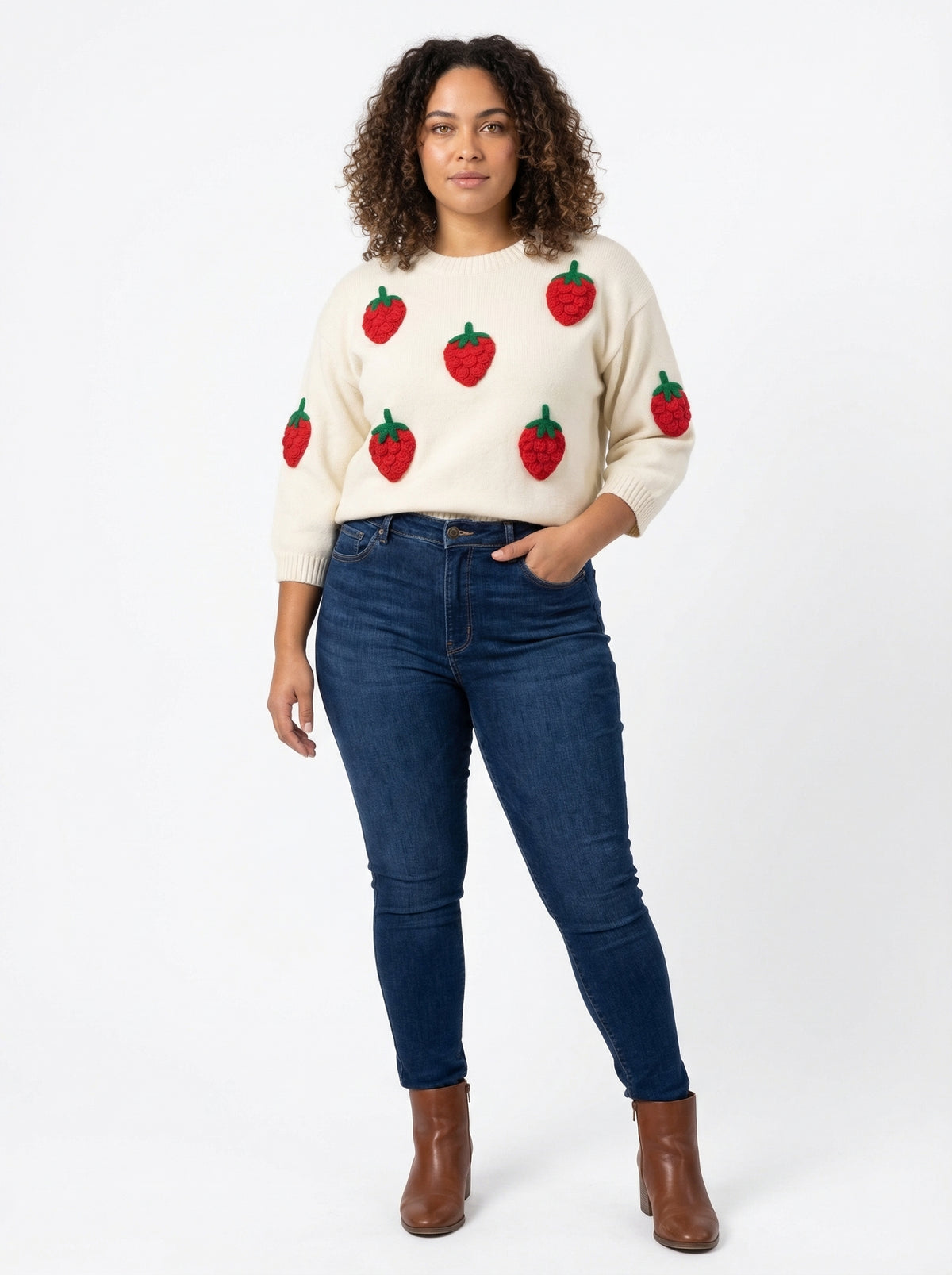 3D Strawberry Sweater - Default - Full body studio shot on white background