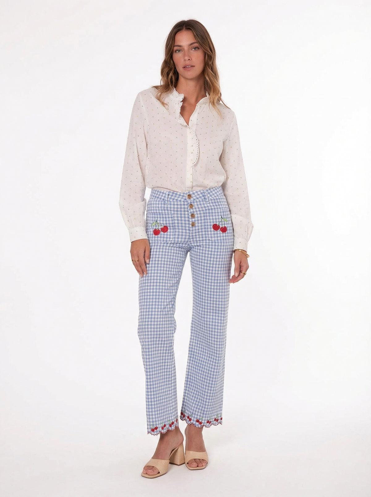 Cherry Gingham Pants - Default - Full body studio shot on white background