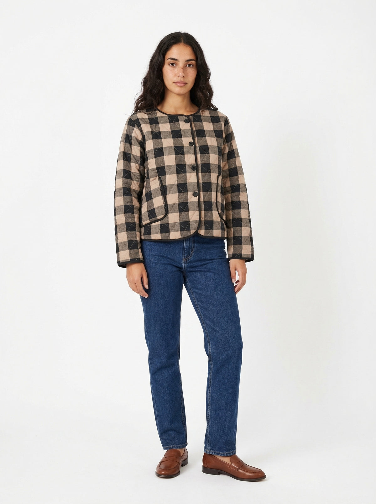 Quilted Vichy Jacket - Default - Full body studio shot on white background