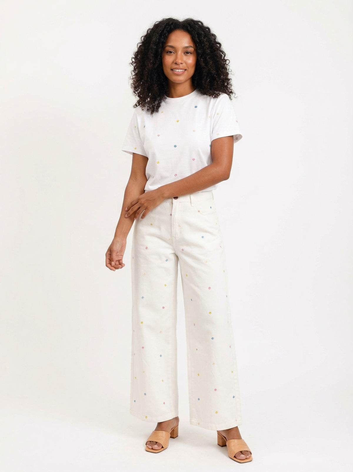 Pants Floral Embroidery - Default - Full body studio shot on white background