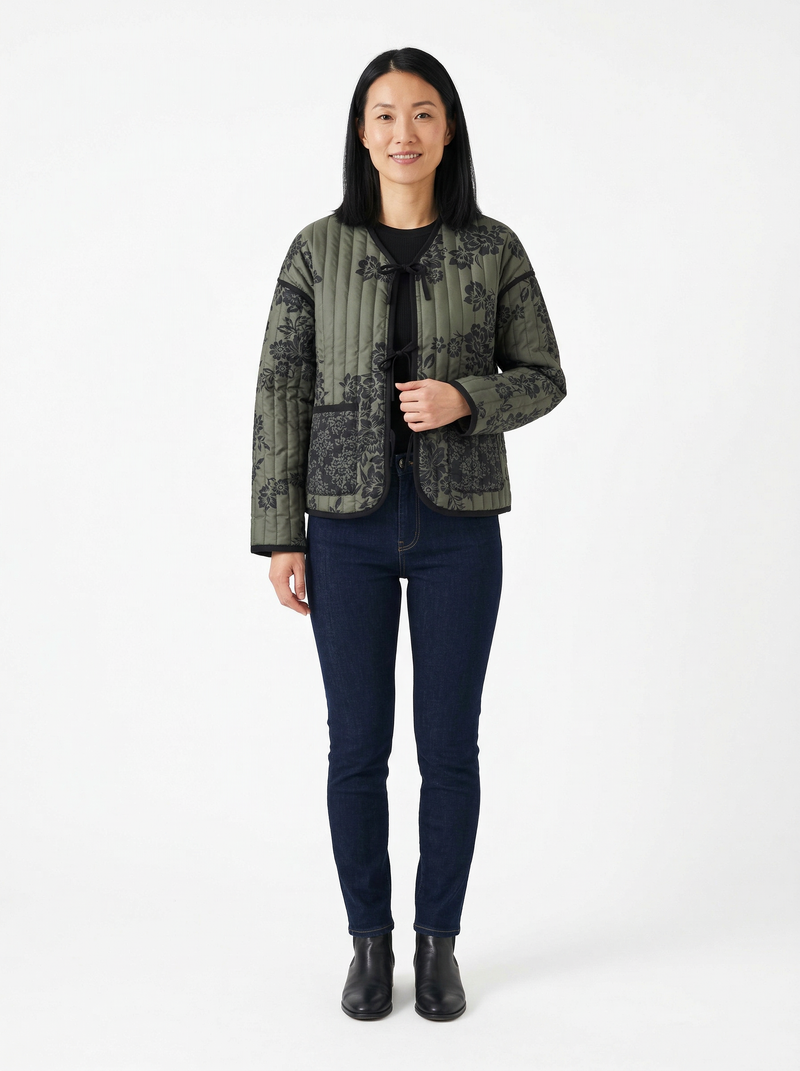 Floral Quilted Jacket Samantha - Default - Full body studio shot on white background