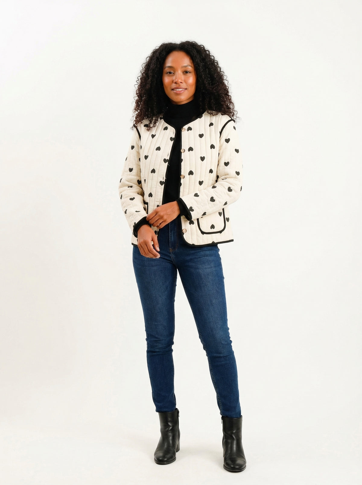 Quilted Heart Jacket Emily - Default - Full body studio shot on white background