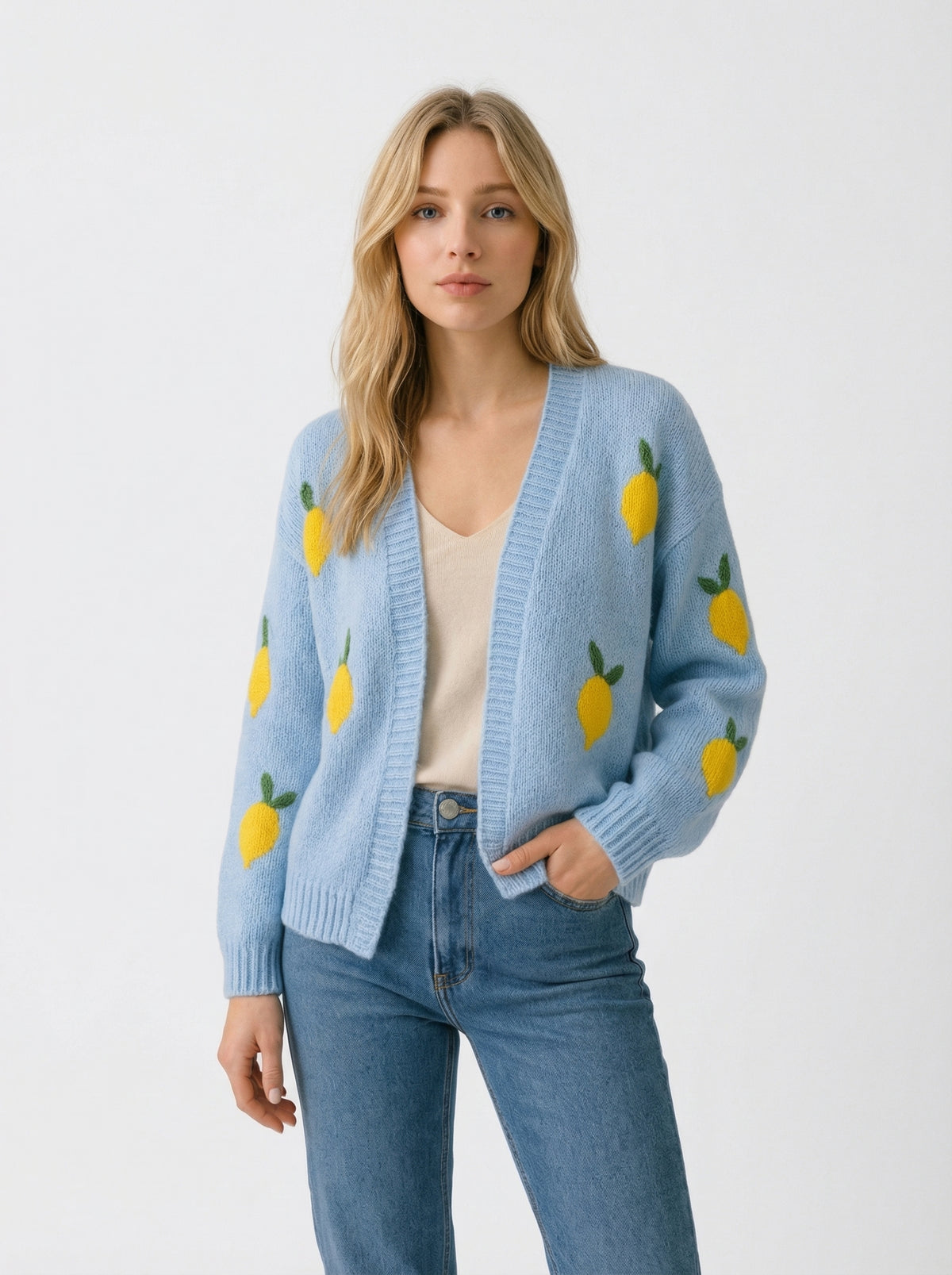 Cardigan Lemons - Default - Full body studio shot on white background