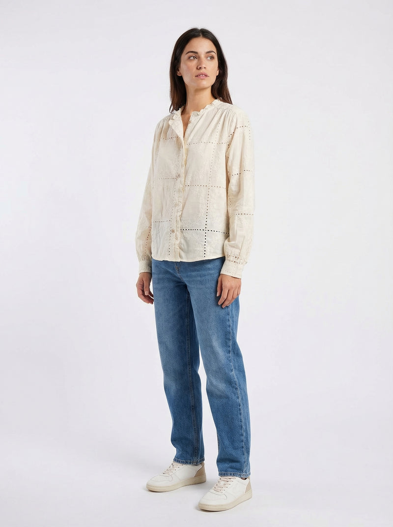 Embroidered Eyelet Blouse Cindy - Default - Full body studio shot on white background