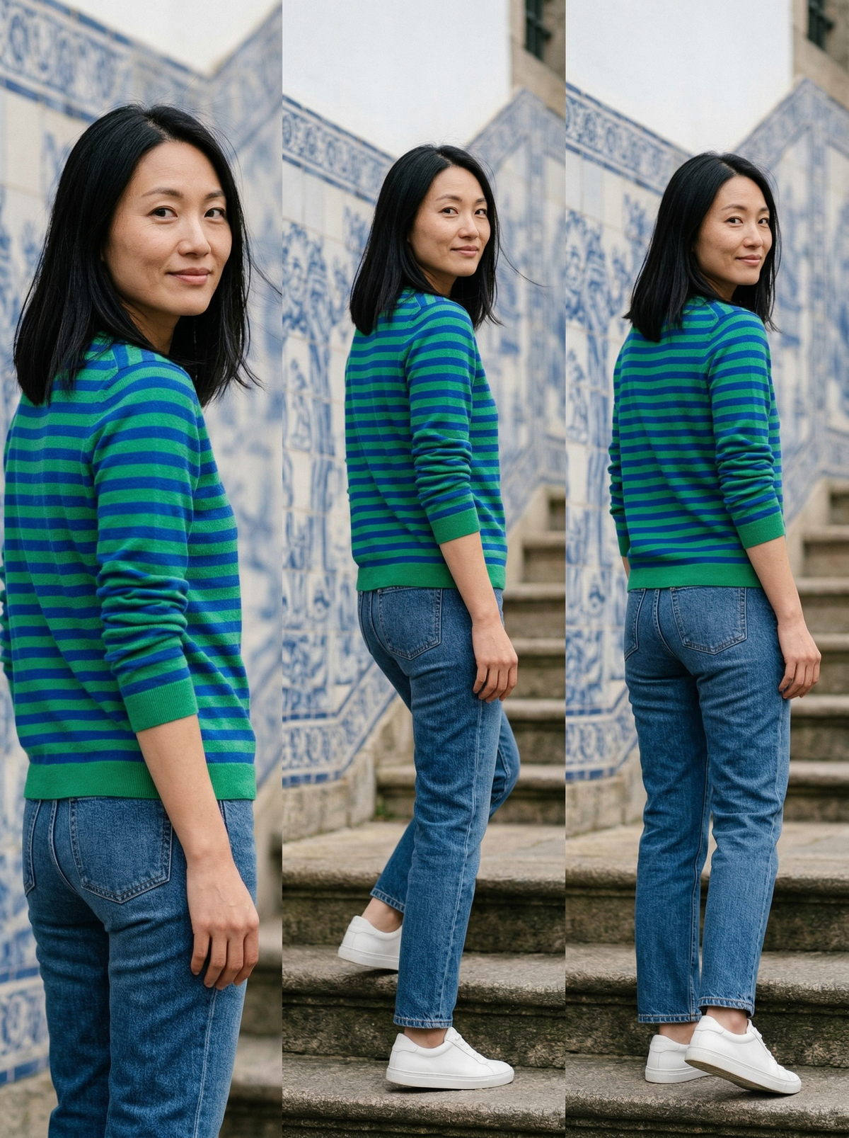Striped Henley Sweater Fiona - Default - Lifestyle editorial shot