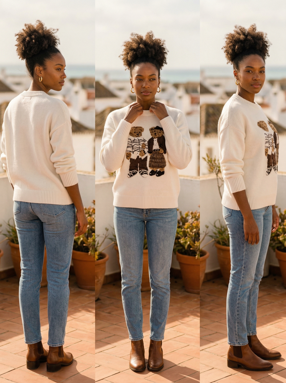 Teddy Bear Knit Sweater - Default - Lifestyle editorial shot