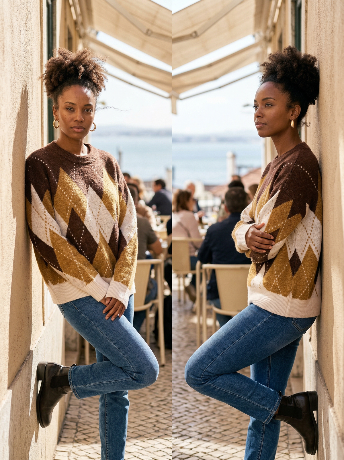 Argyle Knit Sweater Helen - Default - Lifestyle editorial shot