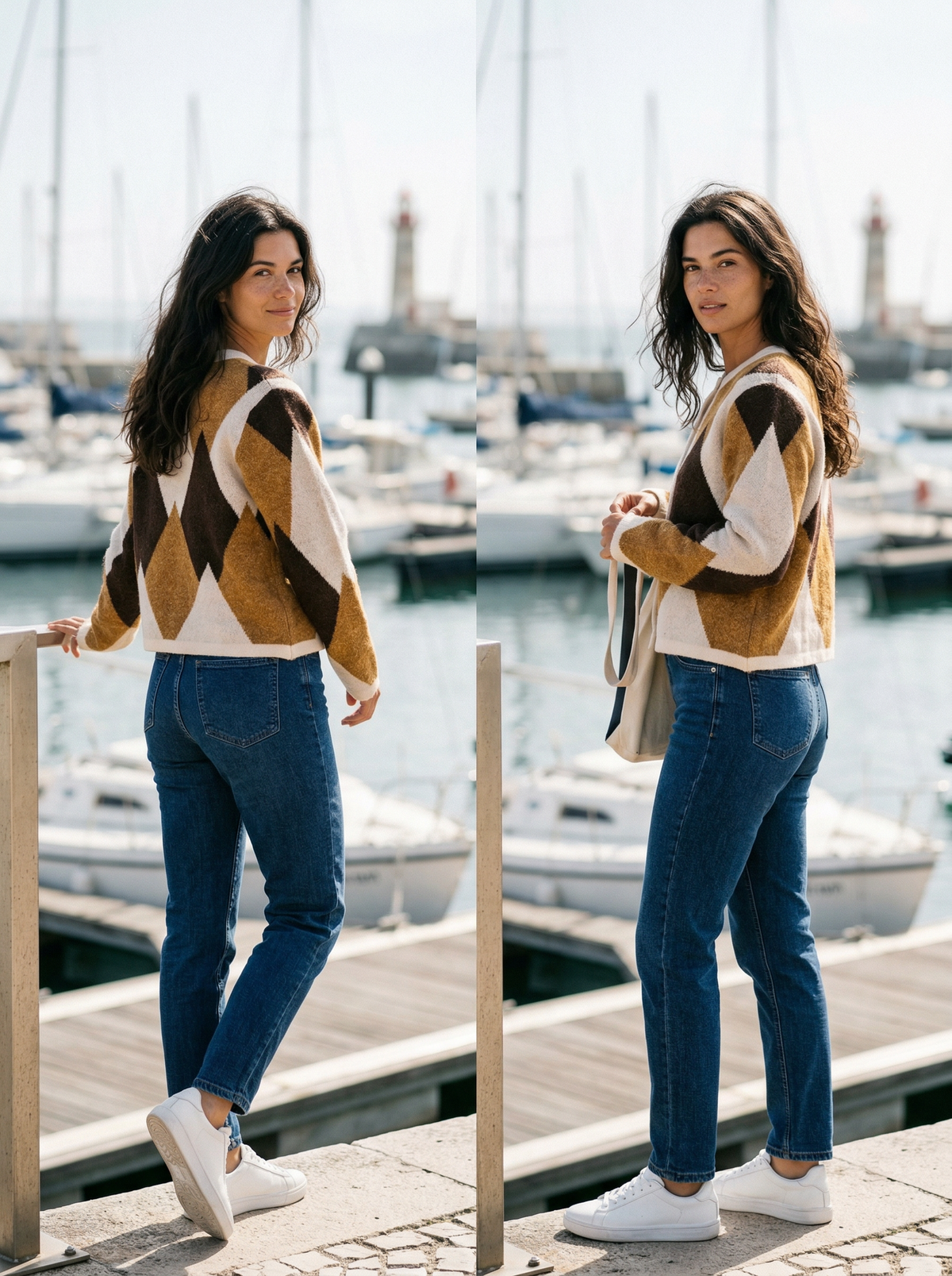 Argyle Knit Cardigan Helen - Default - Lifestyle editorial shot