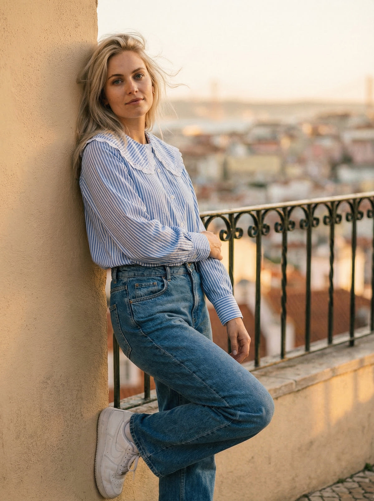 Striped Pilar Blouse - Default - Lifestyle editorial shot