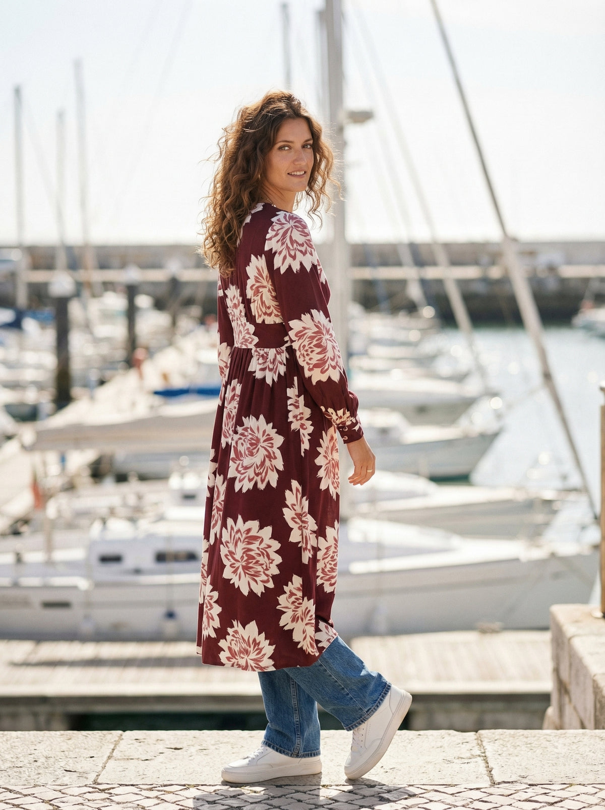 Cherie Floral Midi Dress - Default - Lifestyle editorial shot