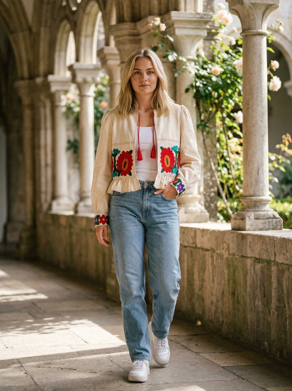 Embroidered Bolero Jacket - Default - Lifestyle editorial shot
