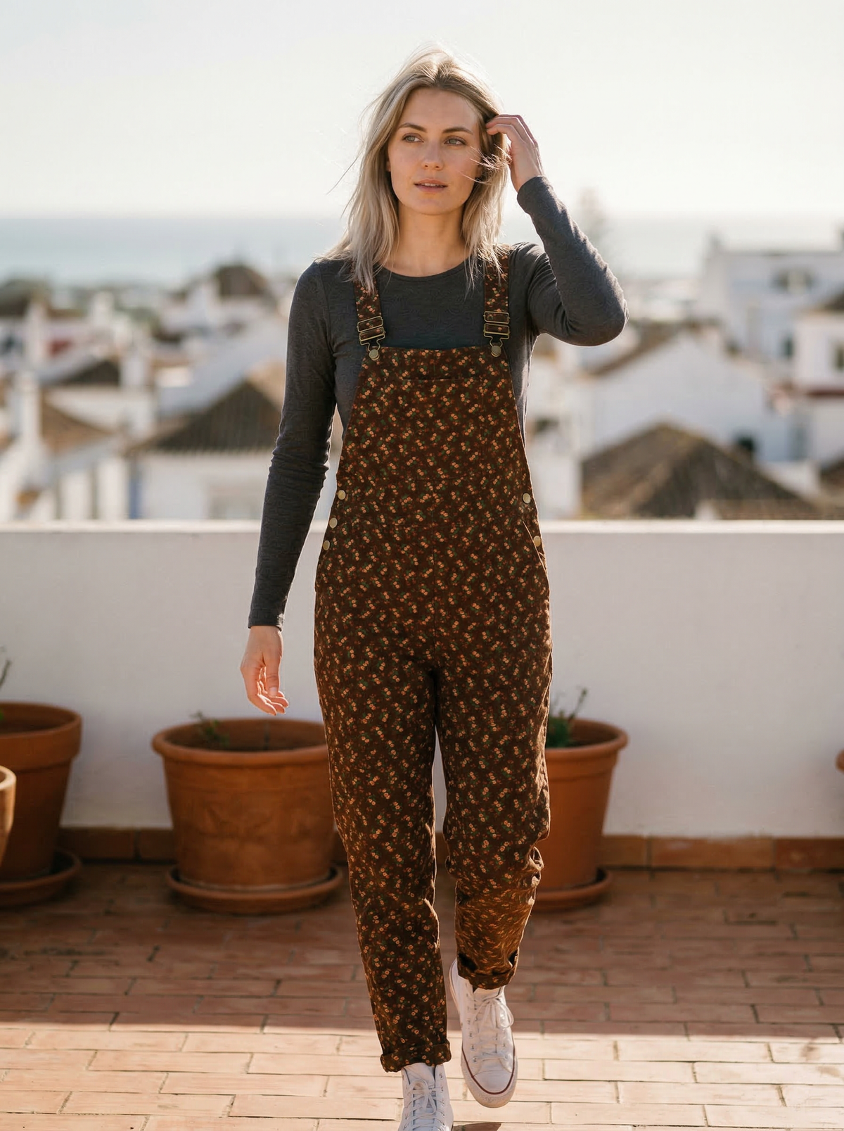 Overalls Flowers - Default - Lifestyle editorial shot