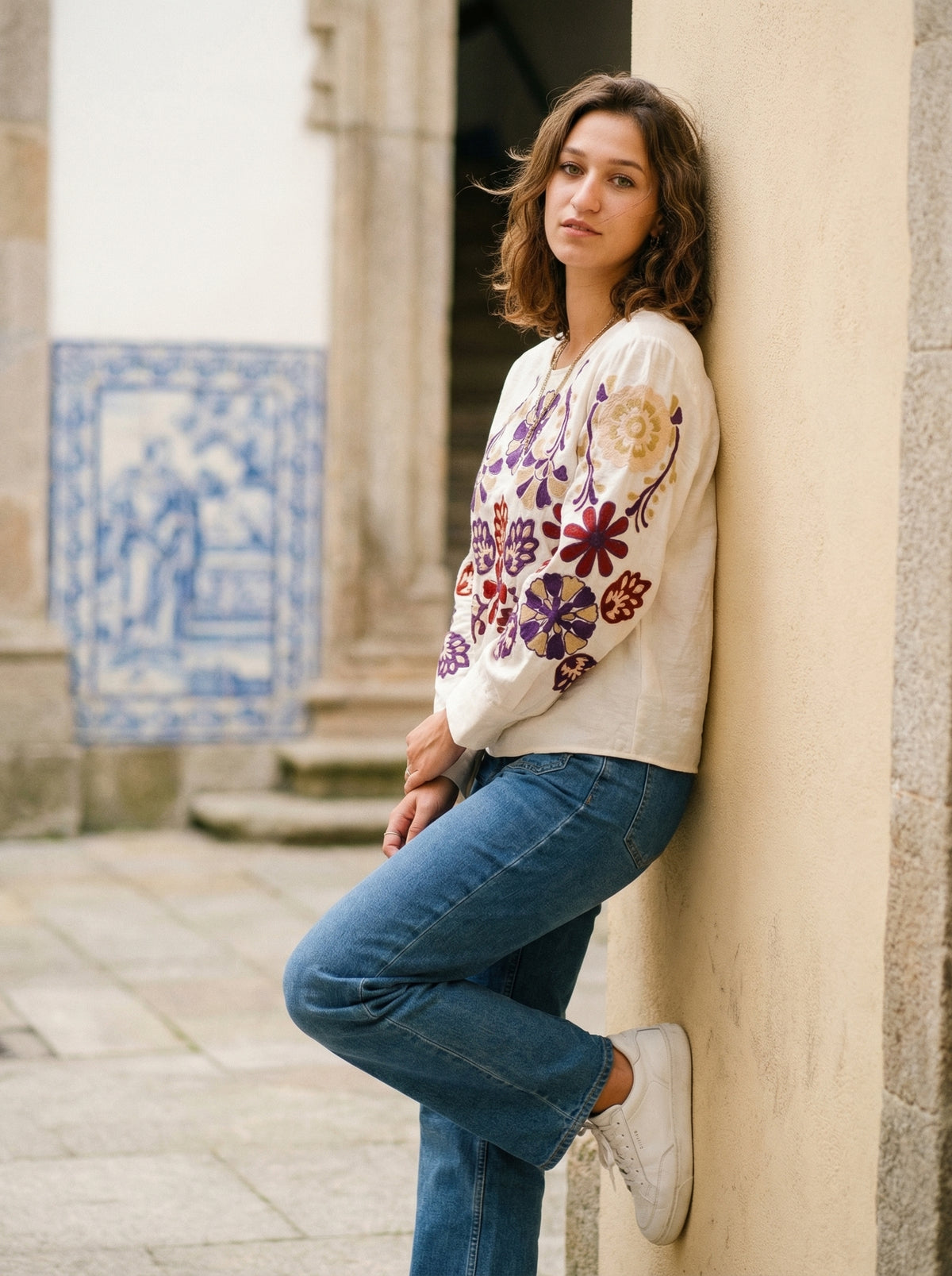 Floral Embroidered Blouse Rachel - Default - Lifestyle editorial shot