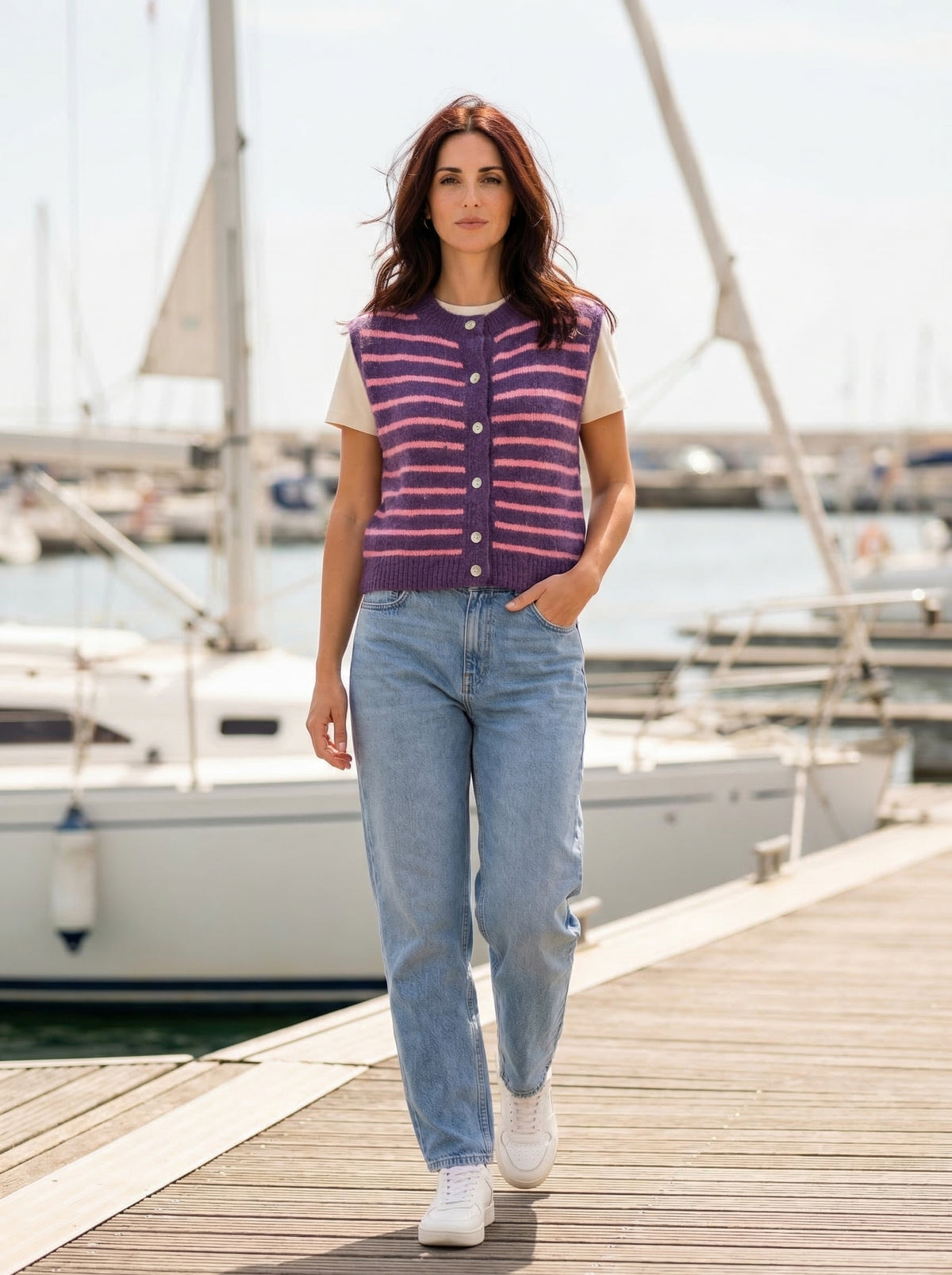 Striped Knit Vest - Default - Lifestyle editorial shot