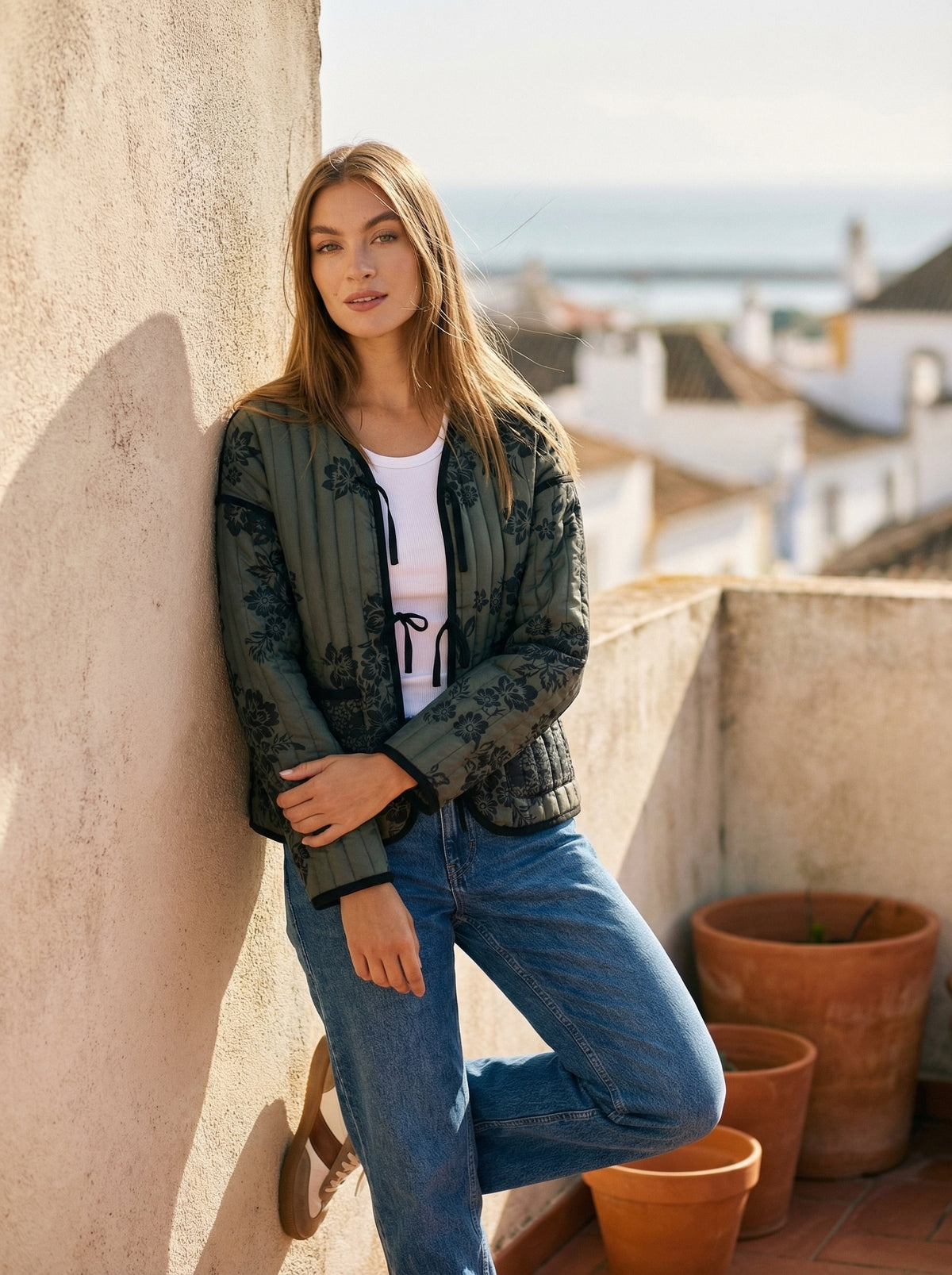 Floral Quilted Jacket Samantha - Default - Lifestyle editorial shot, alternate setting