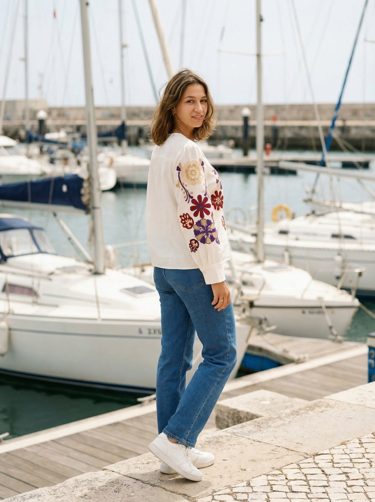 Floral Embroidered Blouse Rachel - Default - Lifestyle editorial shot, alternate setting
