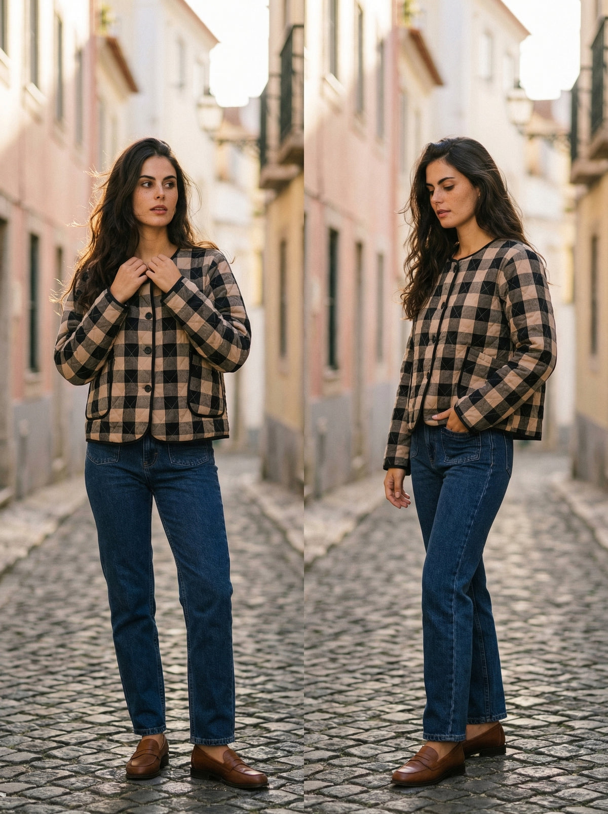 Quilted Vichy Jacket - Default - Lifestyle editorial shot