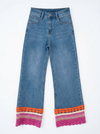 Crochet Trim Denim Pants - Default - Product only, no model