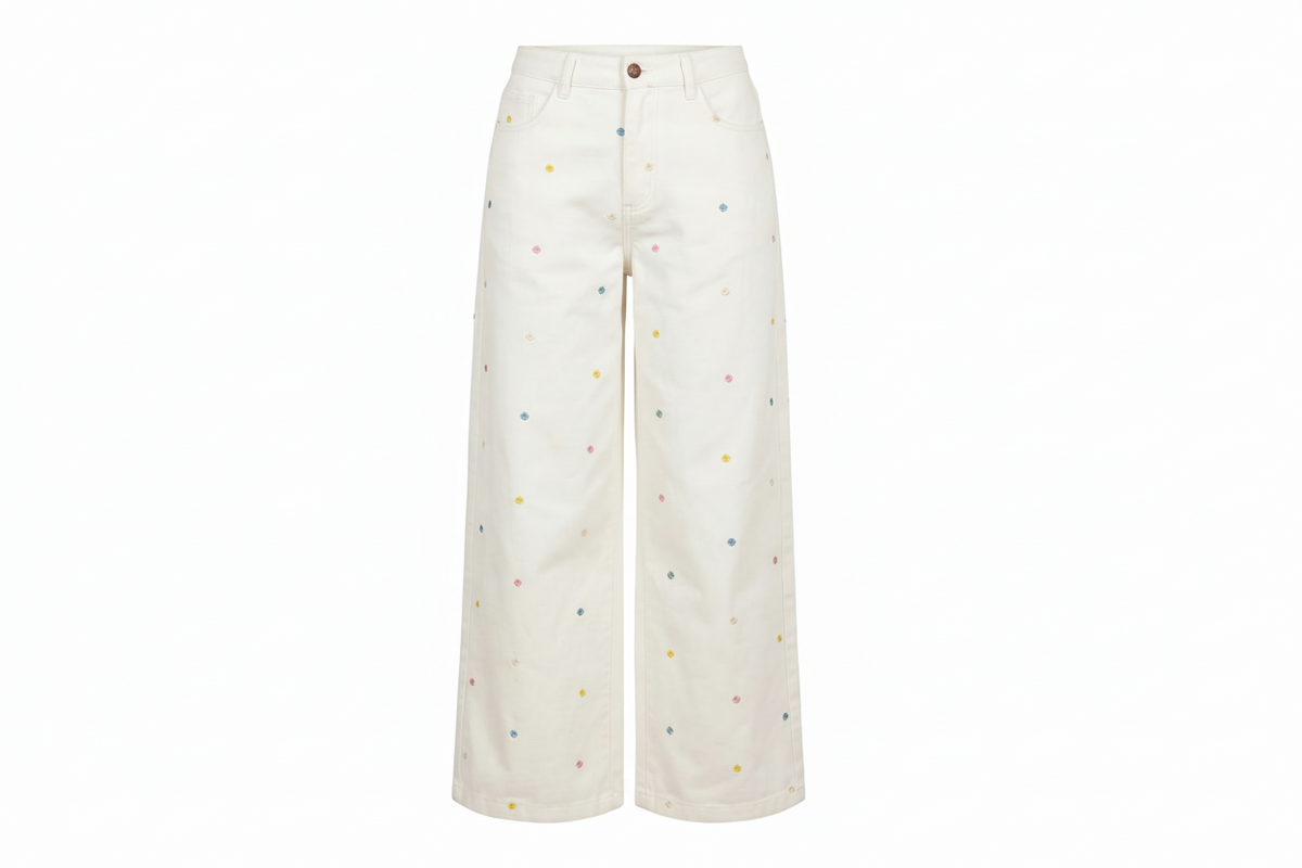 Pants Floral Embroidery - Default - Product only, no model