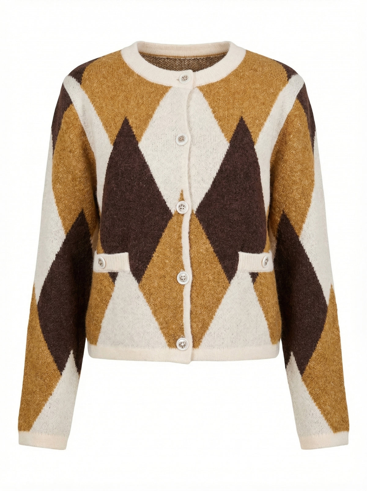 Argyle Knit Cardigan Helen - Default - Product only, no model