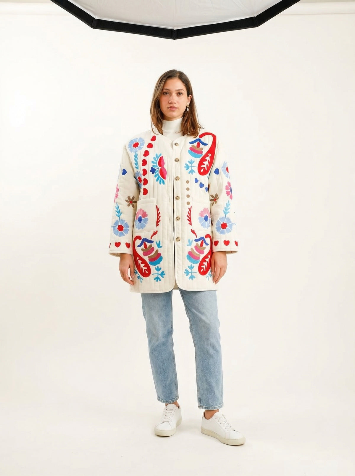 Jacket Sarah - Floral - Full body studio shot on white background