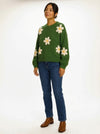Sweater Daisys - Forest Green - Full body studio shot on white background