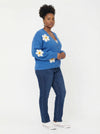 Cardigan Daisys - Navy Blue - Full body studio shot on white background