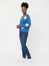 Cardigan Daisys - Navy Blue - Full body studio shot on white background
