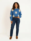 Sweater Daisys - Navy Blue - Full body studio shot on white background